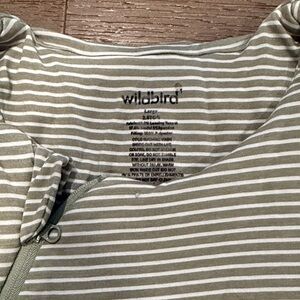 WildBird Olive Green and White Striped Zip-Front 2.5 TOG Large Sleep Sack
